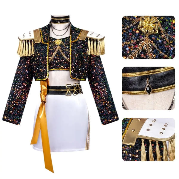 Kids Girls Kpop Demon Hunters Rumi Zoey Mira Cosplay Fantasia Costume for Child Idol Roleplay Outfits Halloween Carnival Suit