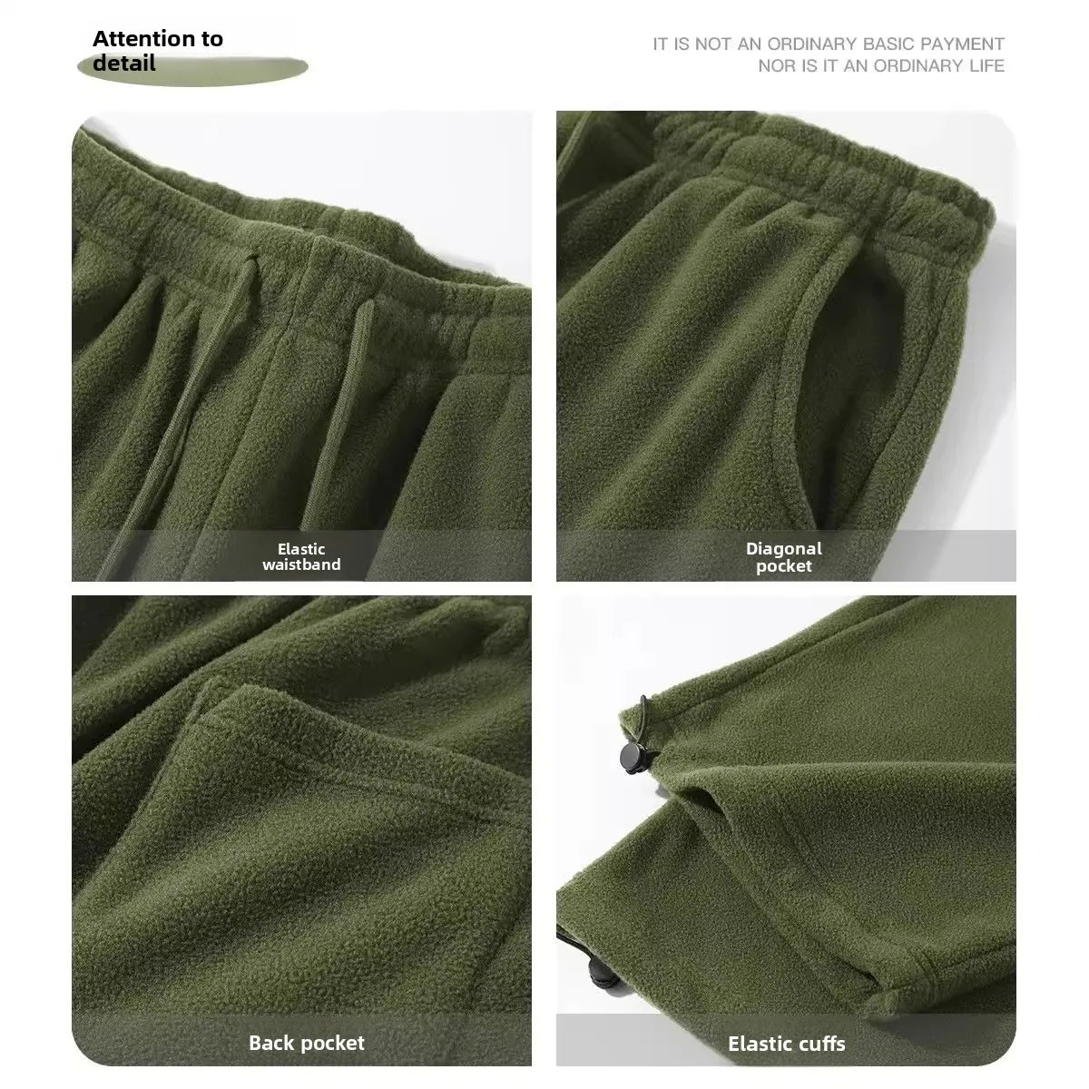 Double-Sided Fleece Thickened Straight Leg Casual Pants Drawstring Loose Fit Warm Winter Trousers for Men and Women