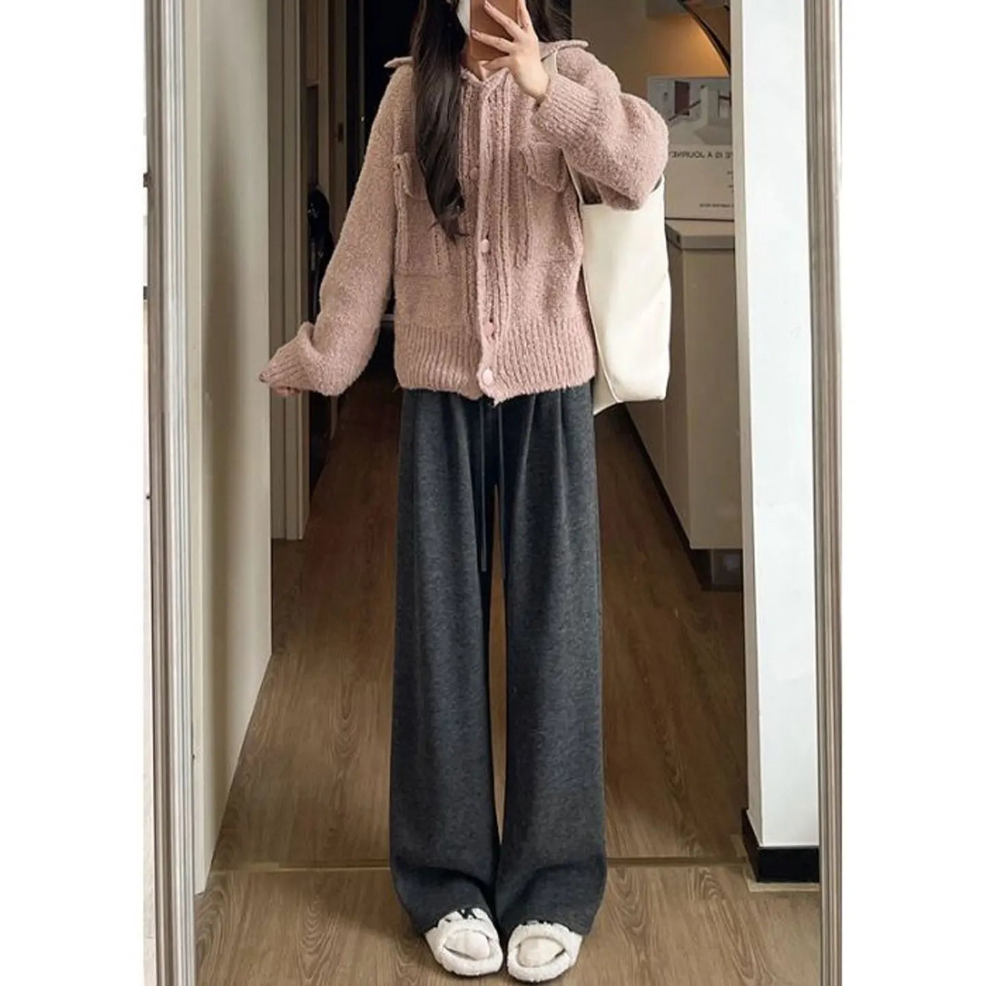 Ultra-Thick Lamb Velvet Fleece Lined Loose Cotton Pants Women'S Autumn Winter Casual Sports Small Size Wide Leg Thermal Pants