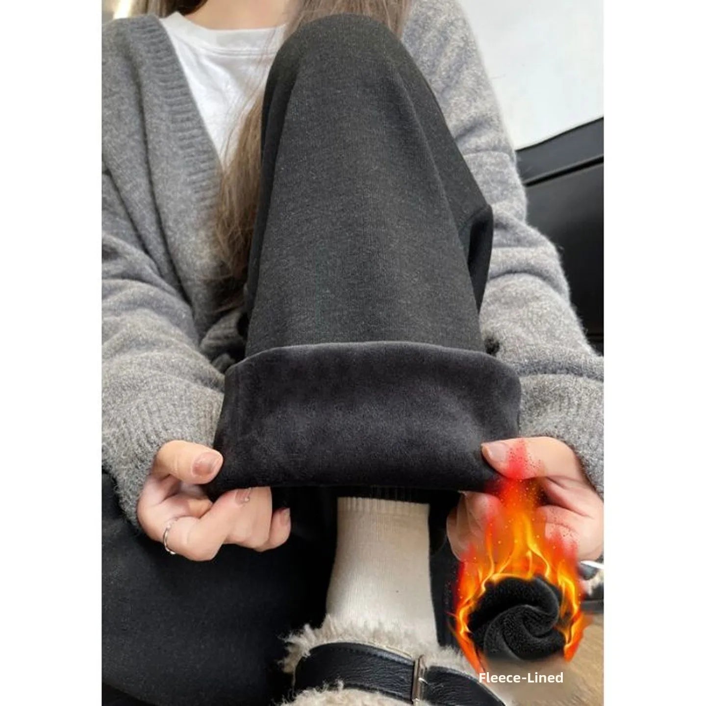 Ultra-Thick Lamb Velvet Fleece Lined Loose Cotton Pants Women'S Autumn Winter Casual Sports Small Size Wide Leg Thermal Pants