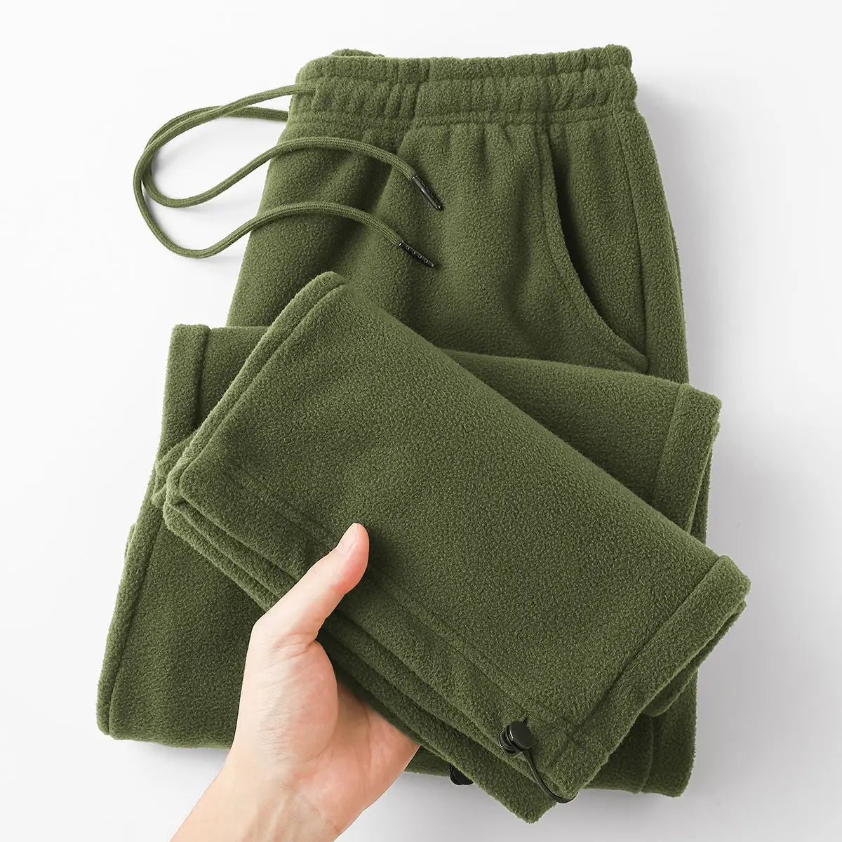 Double-Sided Fleece Thickened Straight Leg Casual Pants Drawstring Loose Fit Warm Winter Trousers for Men and Women