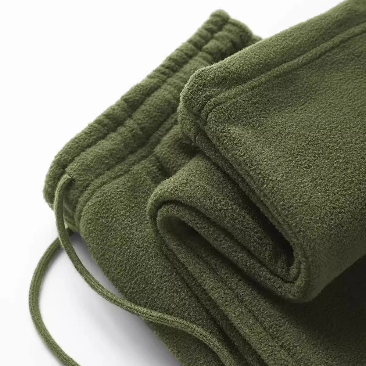 Double-Sided Fleece Thickened Straight Leg Casual Pants Drawstring Loose Fit Warm Winter Trousers for Men and Women