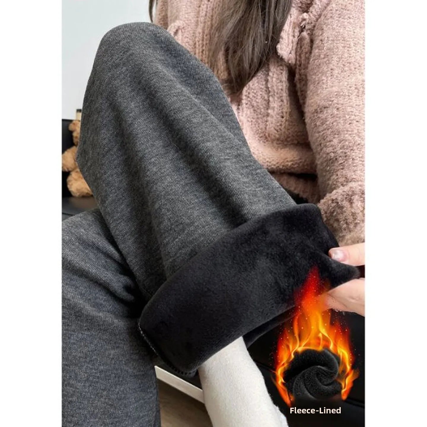 Ultra-Thick Lamb Velvet Fleece Lined Loose Cotton Pants Women'S Autumn Winter Casual Sports Small Size Wide Leg Thermal Pants