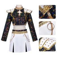 Kids Girls Kpop Demon Hunters Rumi Zoey Mira Cosplay Fantasia Costume for Child Idol Roleplay Outfits Halloween Carnival Suit