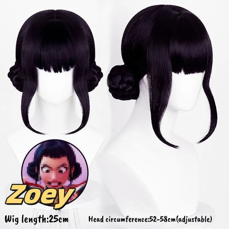Movie Kpop Kids Girls Cosplay Wig Mira Rumi Zoey Demon Hunters Purple Black Red Long Hair Halloween Cosplay Props