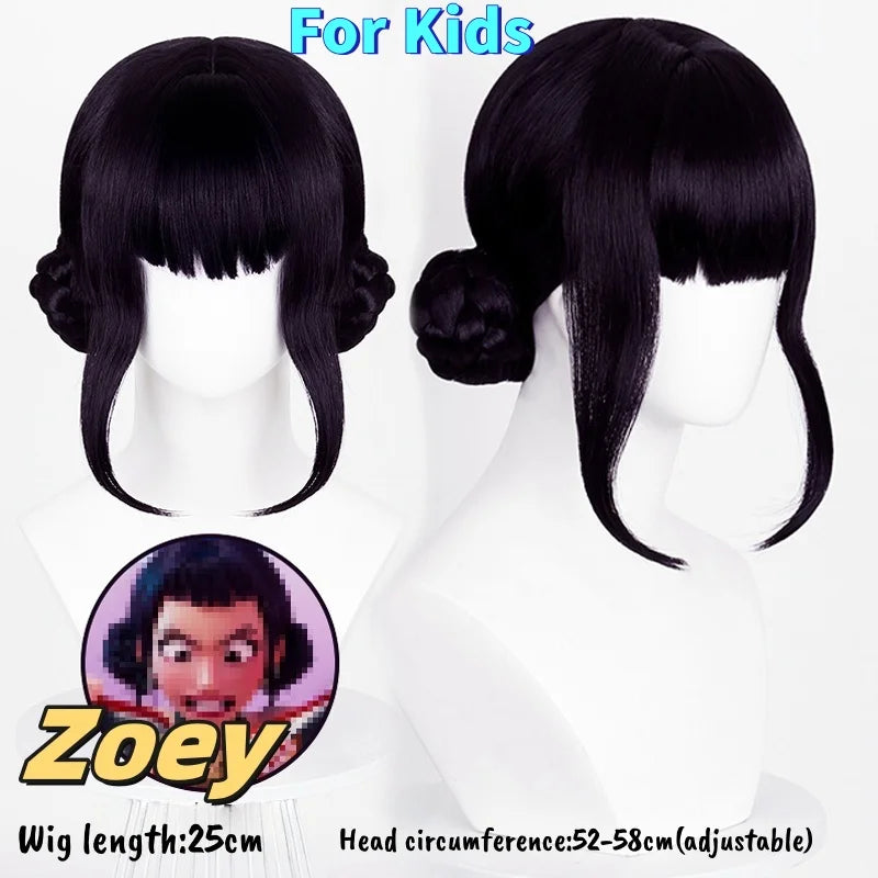 Movie Kpop Kids Girls Cosplay Wig Mira Rumi Zoey Demon Hunters Purple Black Red Long Hair Halloween Cosplay Props