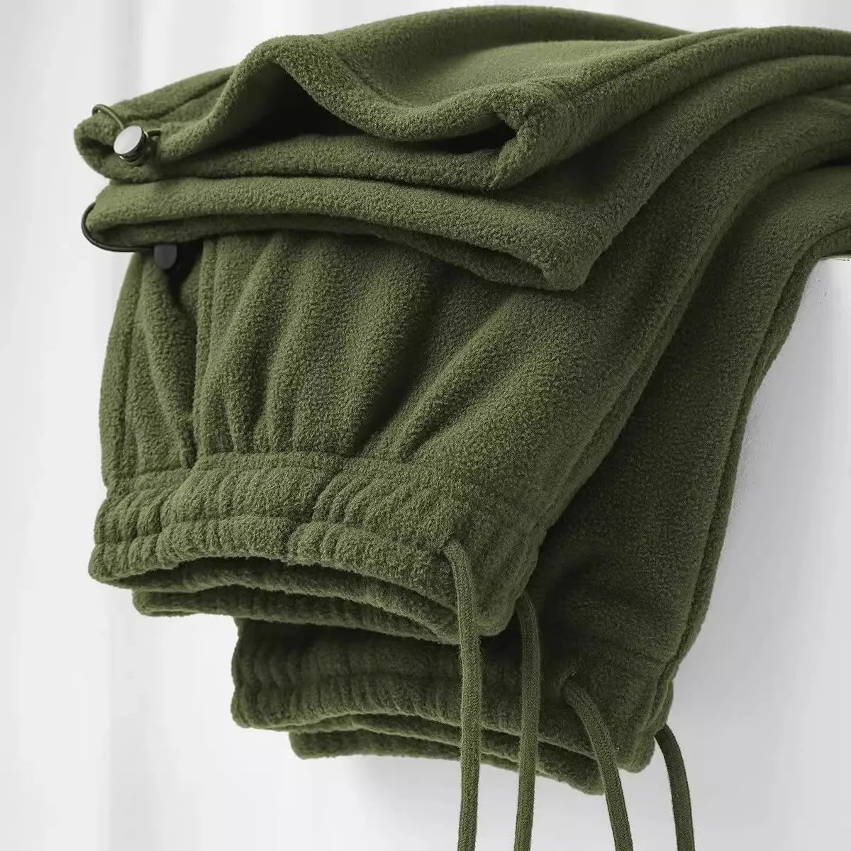 Double-Sided Fleece Thickened Straight Leg Casual Pants Drawstring Loose Fit Warm Winter Trousers for Men and Women